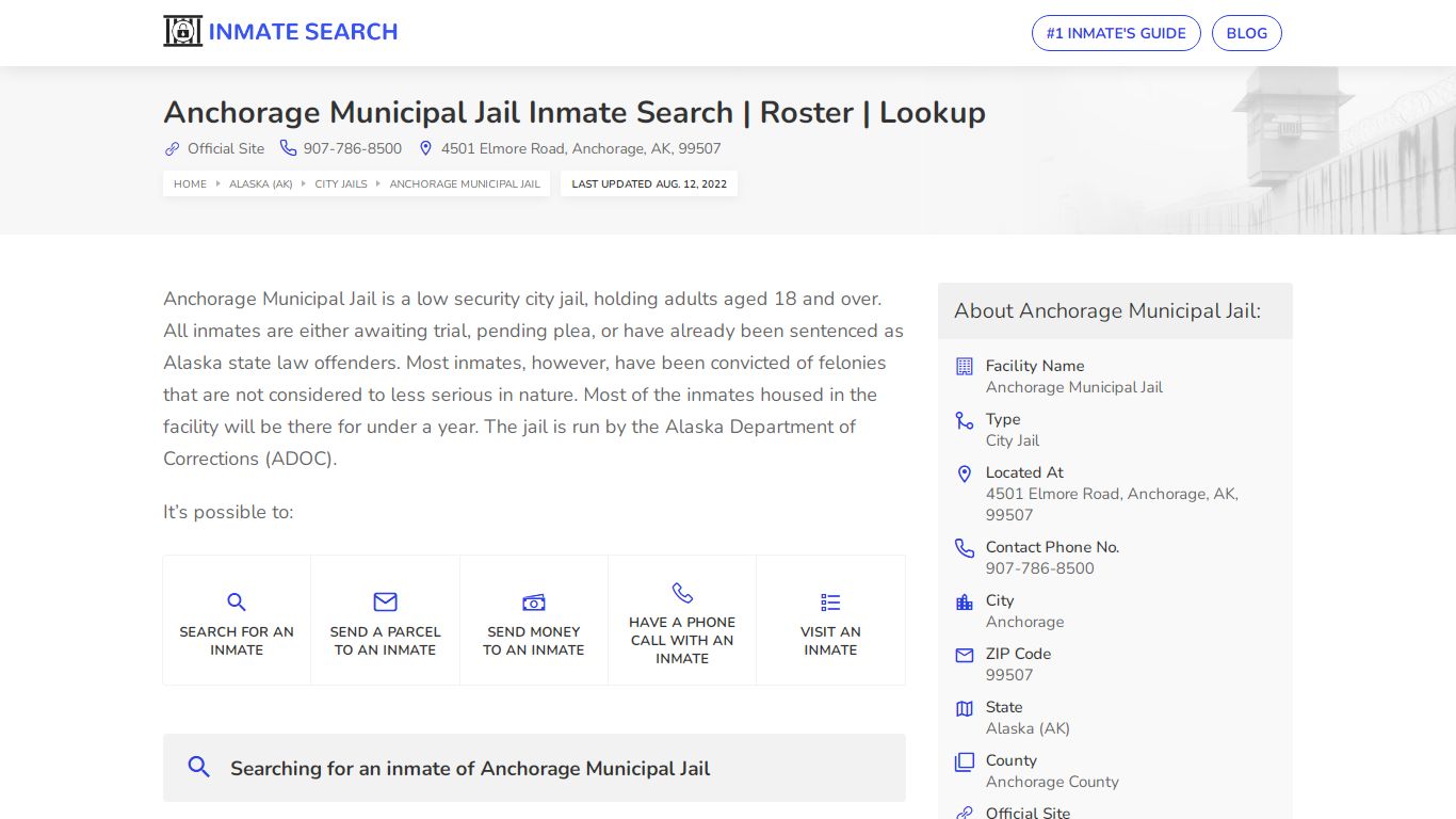 Anchorage Municipal Jail Inmate Search | Roster | Lookup