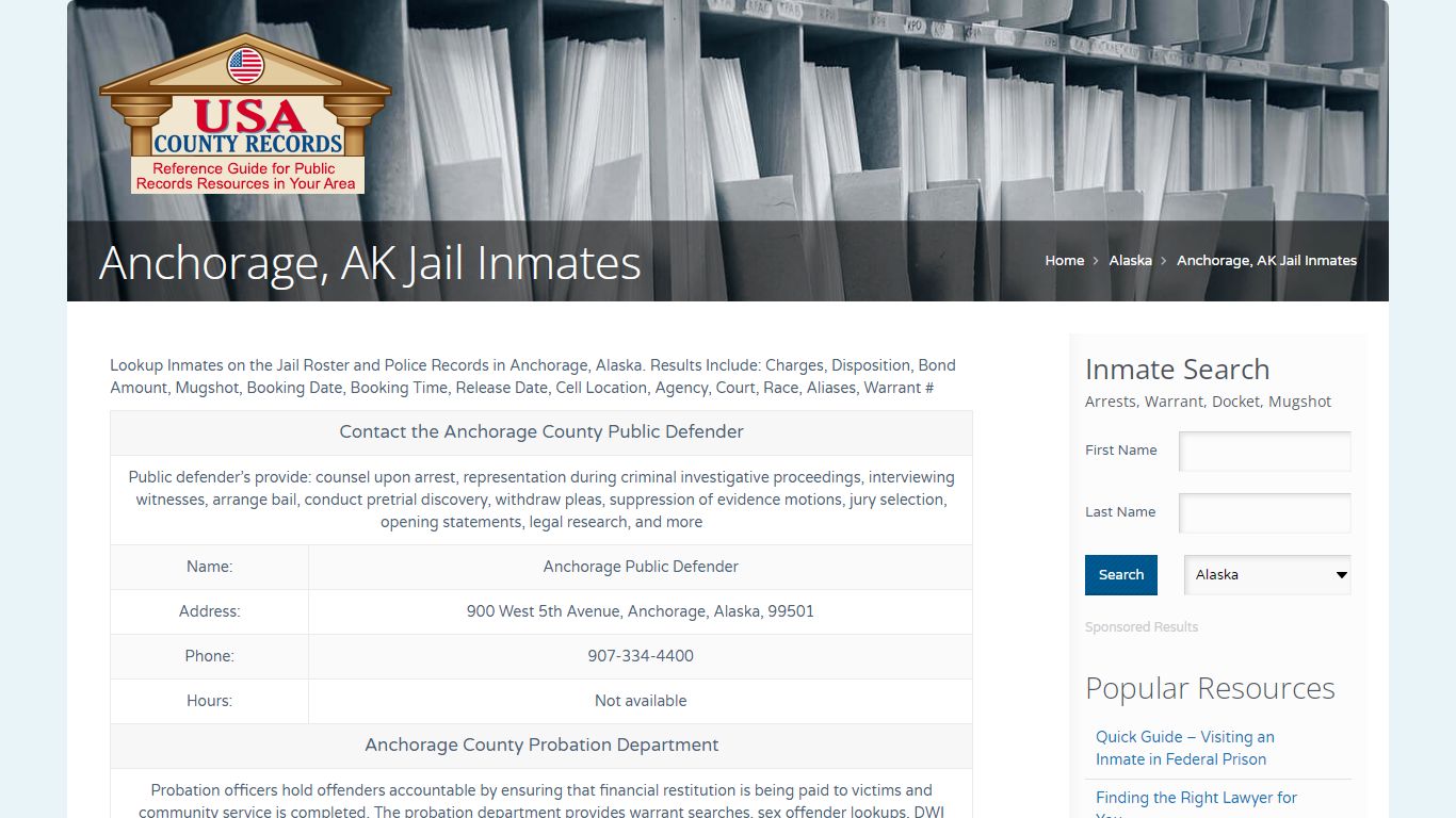 Anchorage, AK Jail Inmates | Name Search